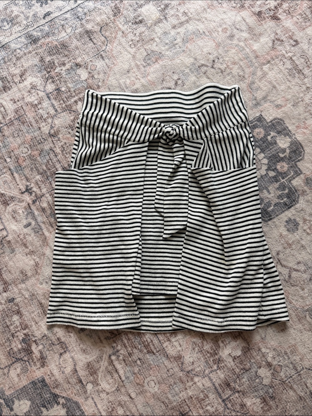 Striped Tie-Waist Women's Skirt - Black & White